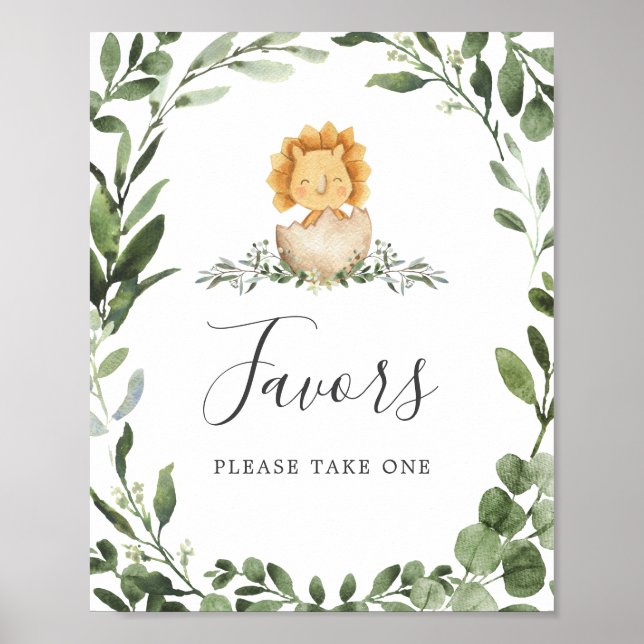 Baby Dinosaur Baby Shower Favours Sign (Front)