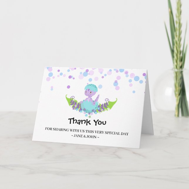 *~* Baby Dinosaur Baby Shower Thank You Card (Front)