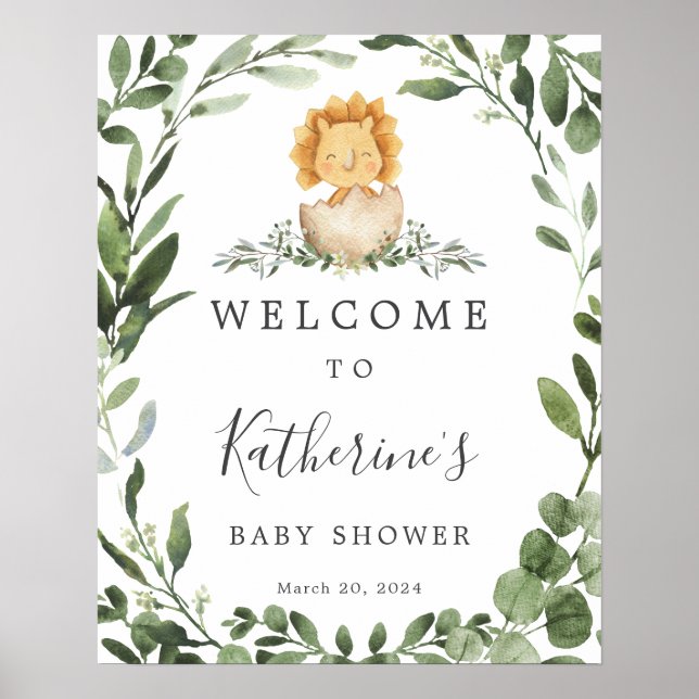 Baby Dinosaur Baby Shower Welcome Sign (Front)