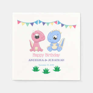 Baby Dinosaur Boy and Girl Joint Birthday Napkin