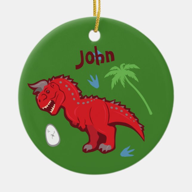 Baby Dinosaur Carnotaurus Ceramic Ornament (Front)