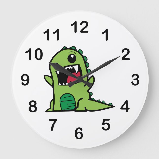 Baby dinosaur cartoon large clock (Front)