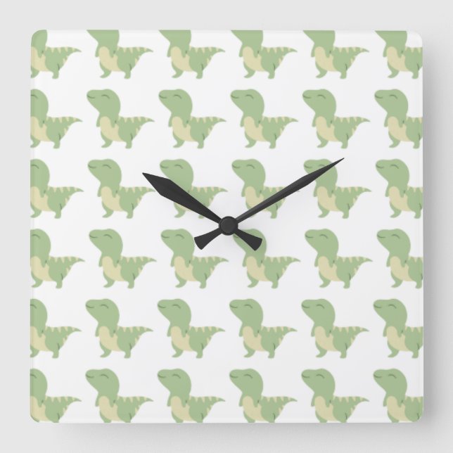 Baby Dinosaur Design Square Wall Clock (Front)