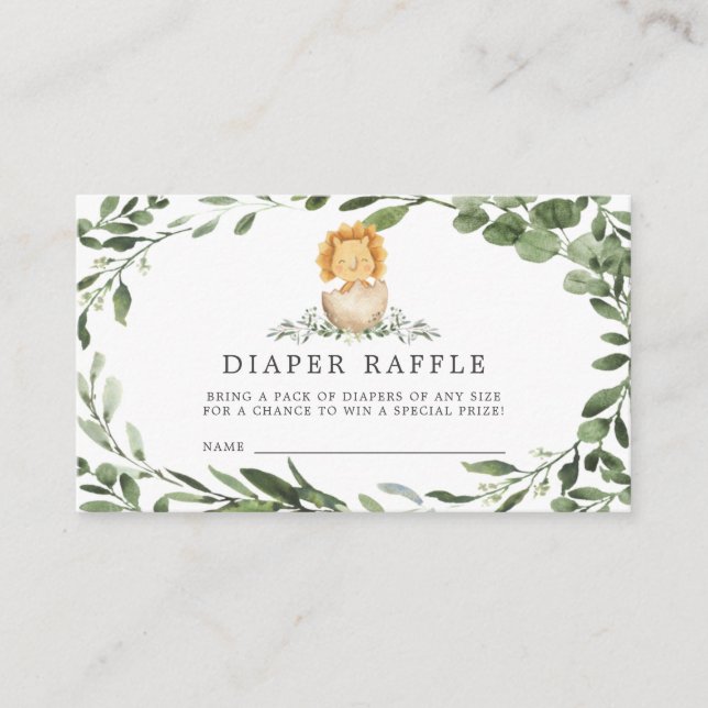 Baby Dinosaur Diaper Raffle Baby Shower Card (Front)