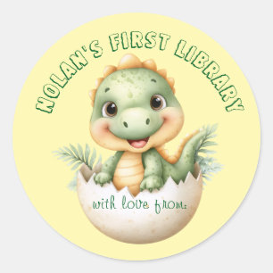 Baby Dinosaur "First Library" Sticker for shower