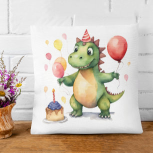 Baby Dinosaur Girls Birthday Throw Pillow
