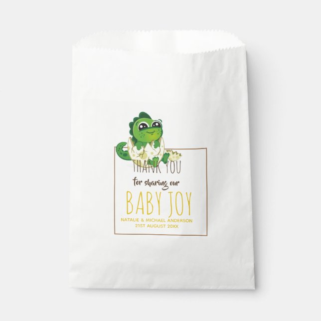 Baby Dinosaur Hatching Egg Boy Girls Shower Favour Bag (Front)