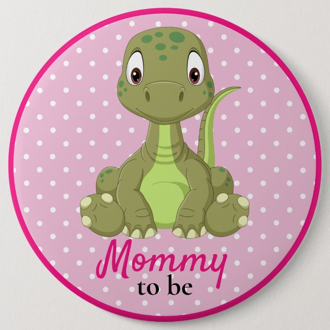 Baby Dinosaur Mommy T rex Pink Baby Shower  Button (Front)