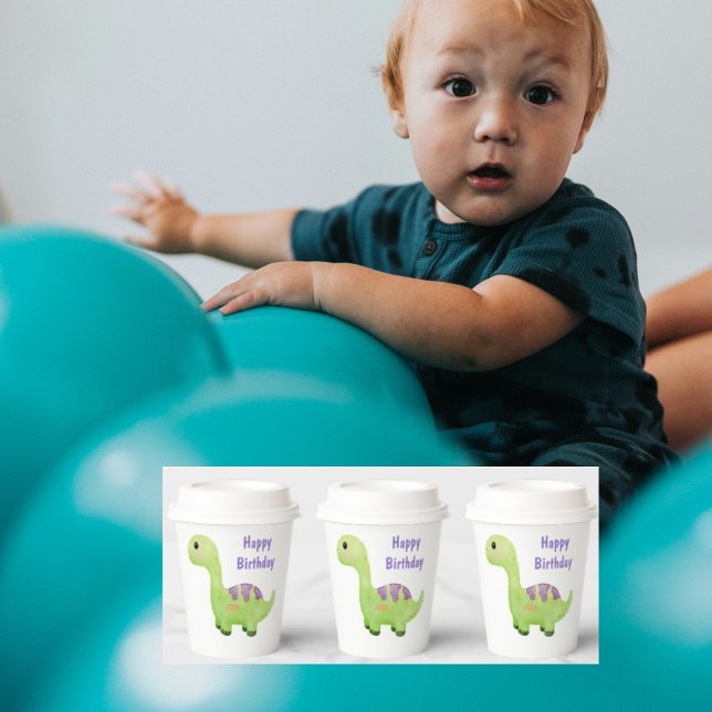 Baby Dinosaur Personalized Birthday Party Paper Cups (Creator Uploaded)