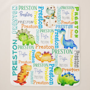 Baby dinosaur personalized boys name    sherpa blanket