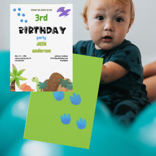 Baby Dinosaur Stomp on Over Birthday Party Invitation