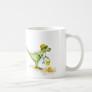 Baby Dinosaur T-Rex on the Beach Coffee Mug