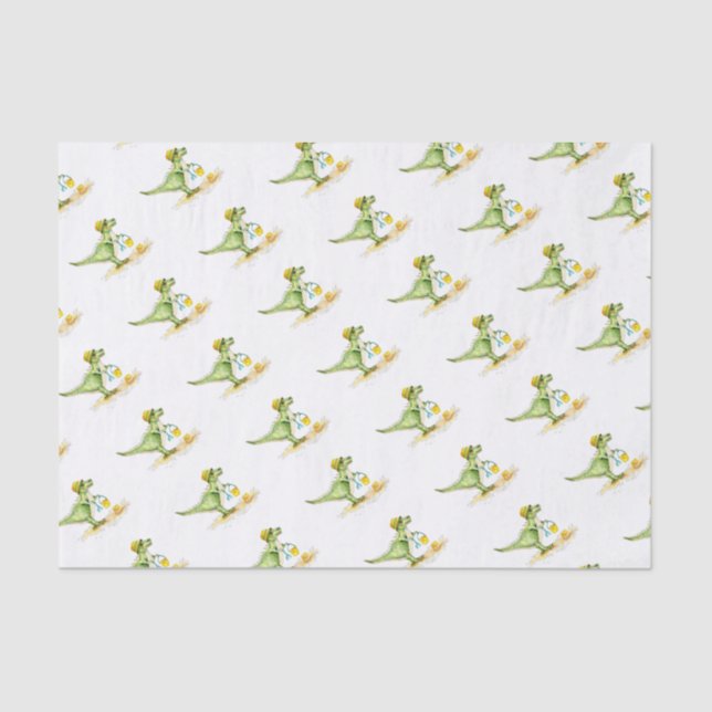 Baby Dinosaur T-Rex on the Beach Tissue Paper (Front)