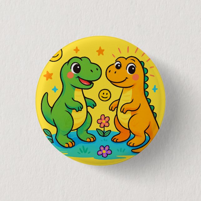 Baby Dinosaur-Themed 1 Inch Round Button (Front)