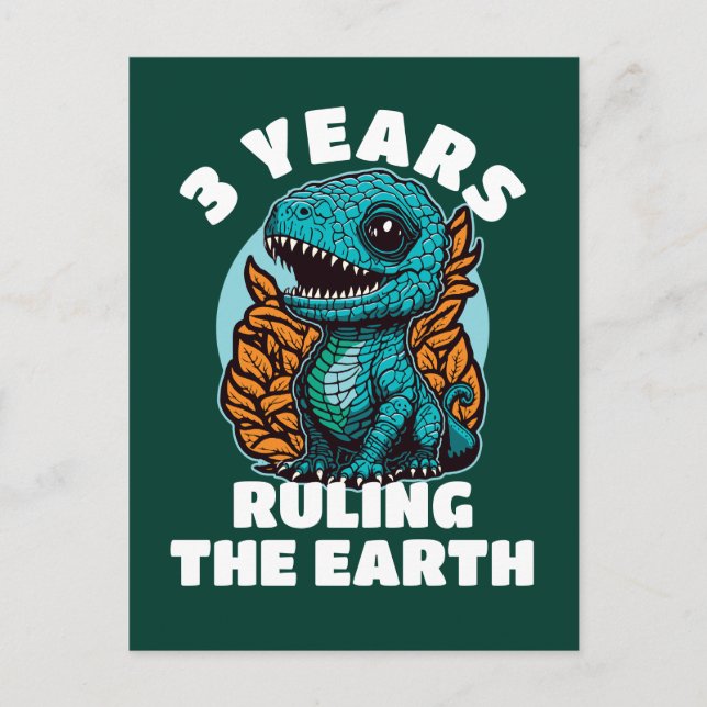 Baby Dinosaur Three Years Old Birthday Postcard (Front)