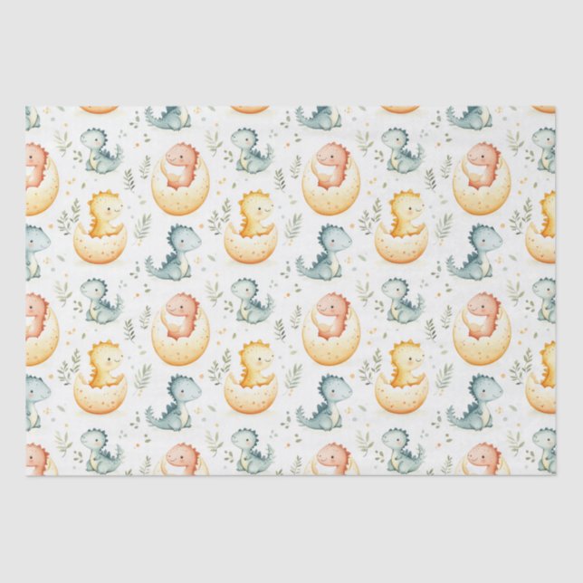 Baby dinosaurs and baby shower  tissue paper (Front)