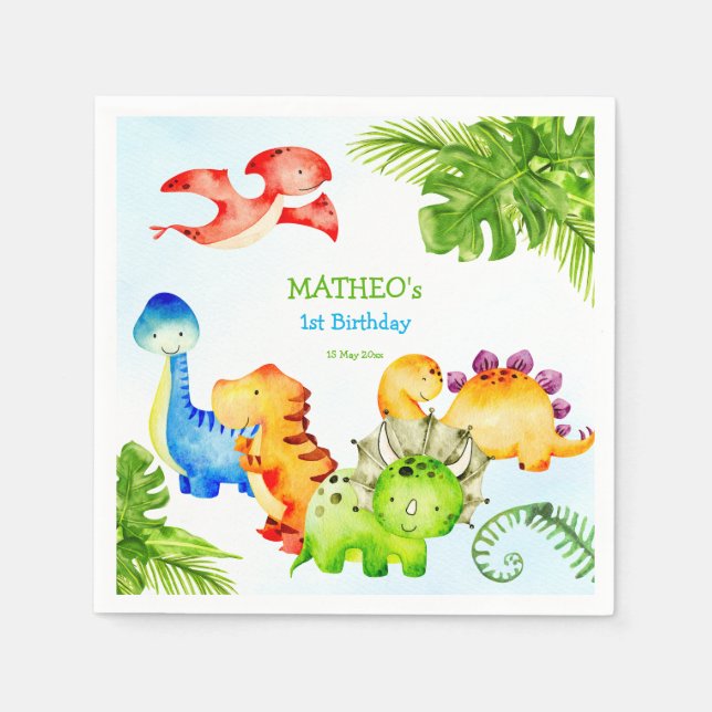 Baby dinosaurs toddler birthday party   napkin (Front)