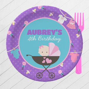Baby Doll Birthday Personalized Party Paper Plates