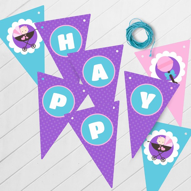 Baby Doll Happy Birthday Hanging Bunting Banner (Baby Doll Birthday Hanging Happy Birthday Banner)