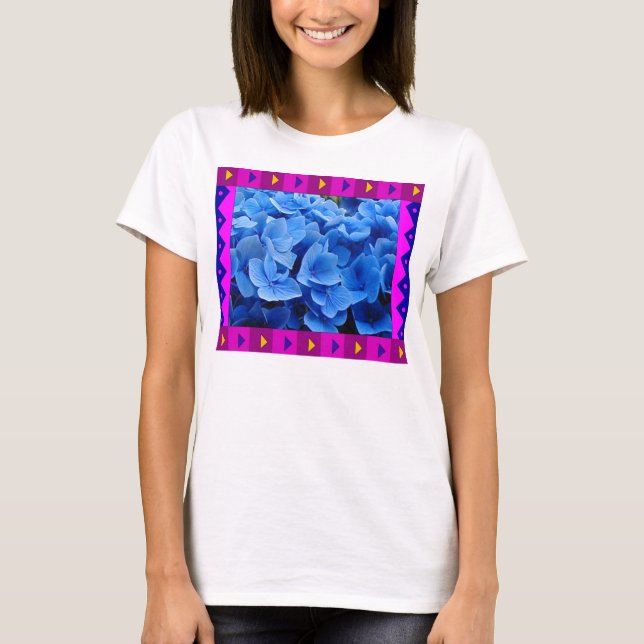 Baby Doll Tee :: Hydrageneas with artistic border (Front)