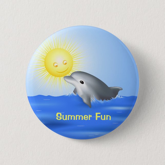 Baby Dolphin 2 Inch Round Button (Front)
