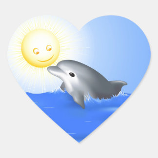 Baby Dolphin Heart Sticker