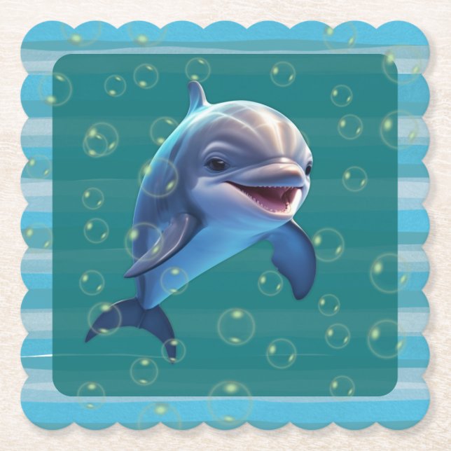 Baby Dolphin Paper Coasters (Front)