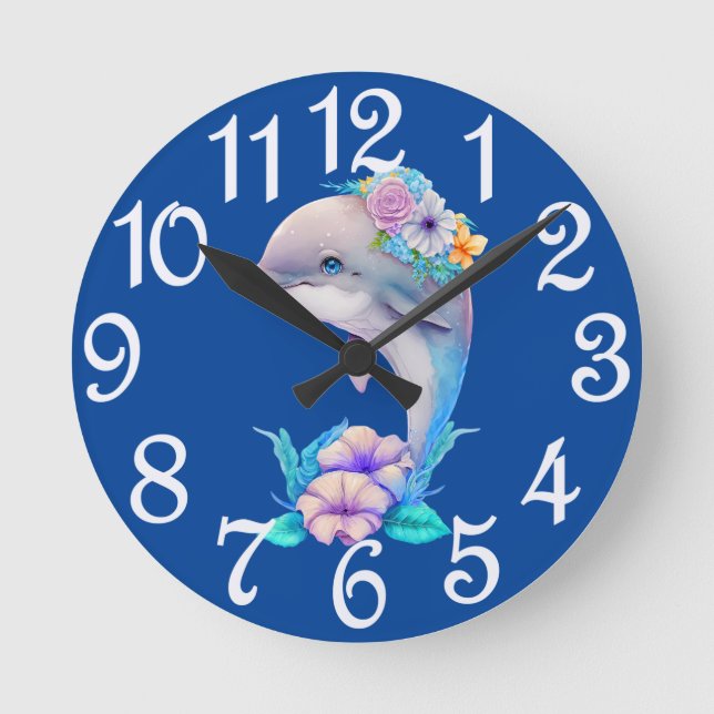 Baby Dolphin  Round Clock (Front)