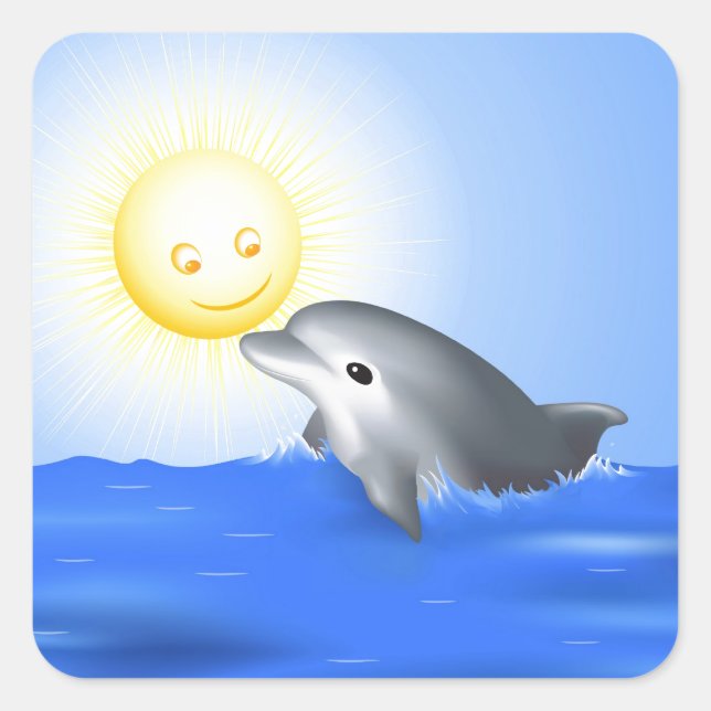 Baby Dolphin Square Sticker (Front)