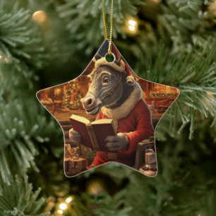 Baby Donkey Family Ornament, Donkey Lovers Gifts Ceramic Ornament