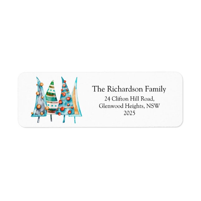 Baby Doodle Christmas Trees Return Address Label (Front)
