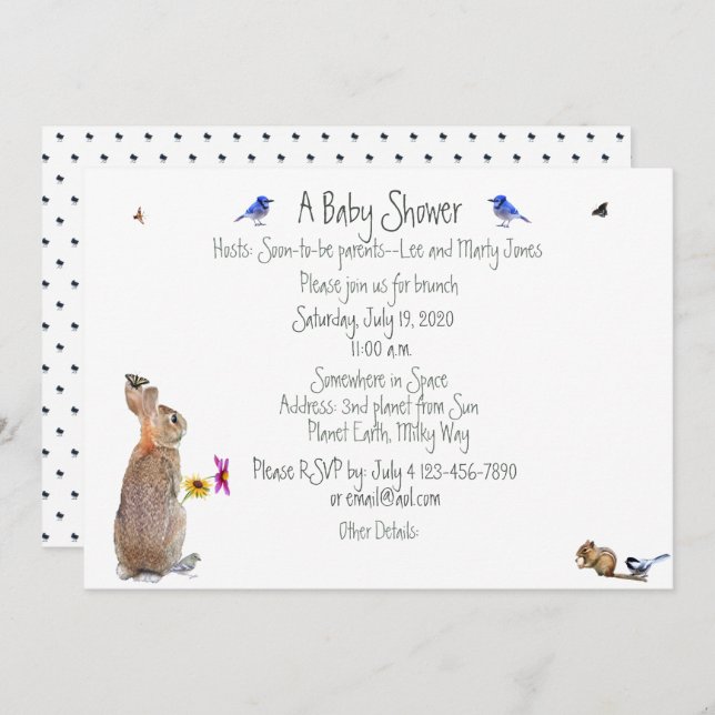 Baby-douche Whimsical : invitations (Devant / Derrière)