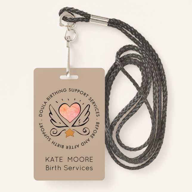 Baby Doula Birth Coach Midwife Badge (Front with Lanyard)