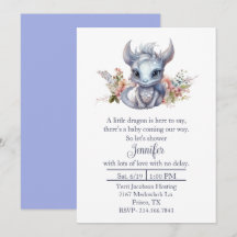 Baby Dragon Baby Shower Invitation