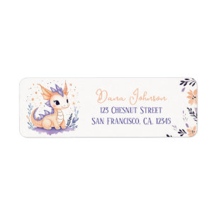 Baby Dragon Boho Floral Design - Return Address