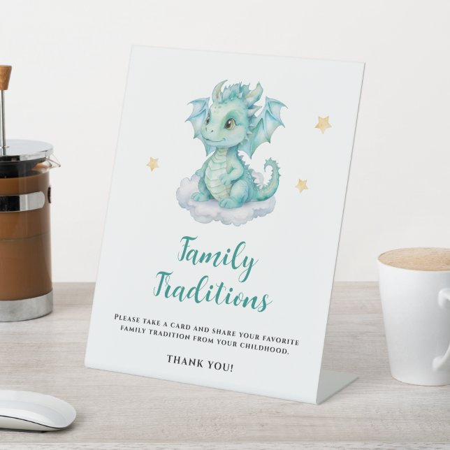 Baby Dragon Family Traditions Pedestal Sign (In SItu)