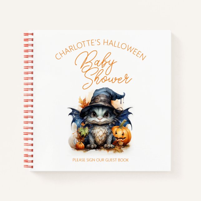Baby Dragon Halloween Baby shower Livre d'invité (Devant)