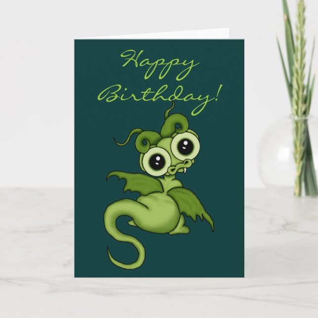 Baby Dragon Happy Birthday Card (Front)