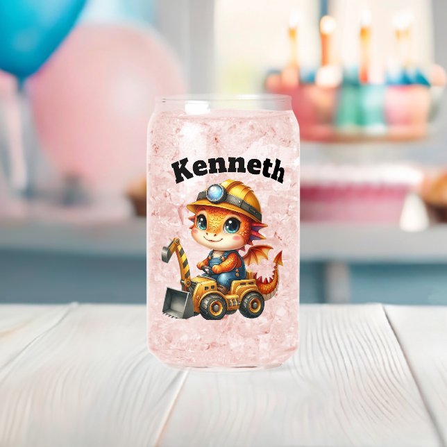 Baby dragon in a construction vehicle! can glass (Insitu (Baby Shower))