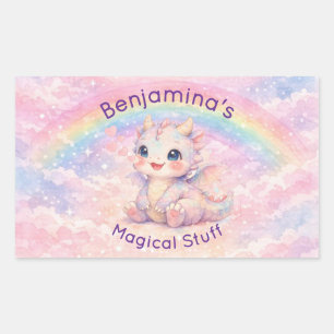 Baby Dragon Magical Rainbow Hearts Girl Pink Sticker