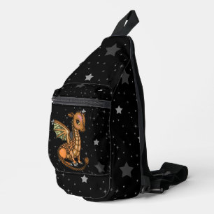 Baby Dragon on Starry Background Sling Bag