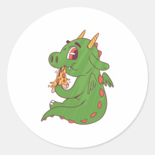 Baby Dragon Pizza Classic Round Sticker