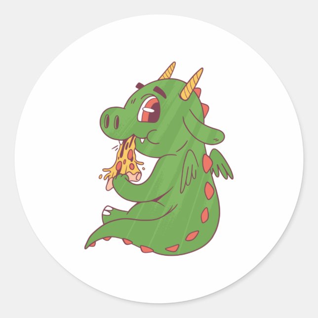 Baby Dragon Pizza Classic Round Sticker (Front)