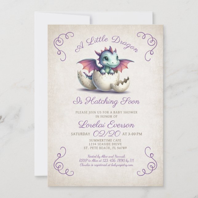 Baby Dragon Shower Invitation (Front)