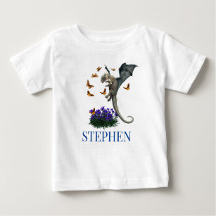 Baby Dragon With Butterflies Personalized Baby T-Shirt