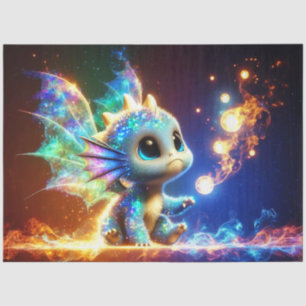 Baby Dragon with Glowing Wings & Orbs Decoupage Tissue Paper