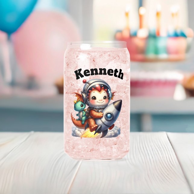 Baby dragons joyfully flying in space can glass (Insitu (Baby Shower))