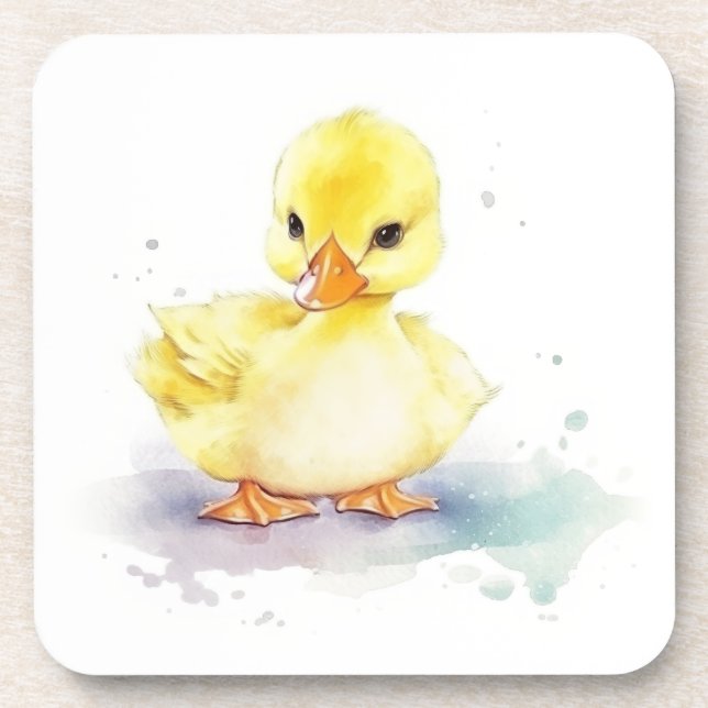 Baby Duck 2 Watercolor dessous de verre en plastiq (Devant)