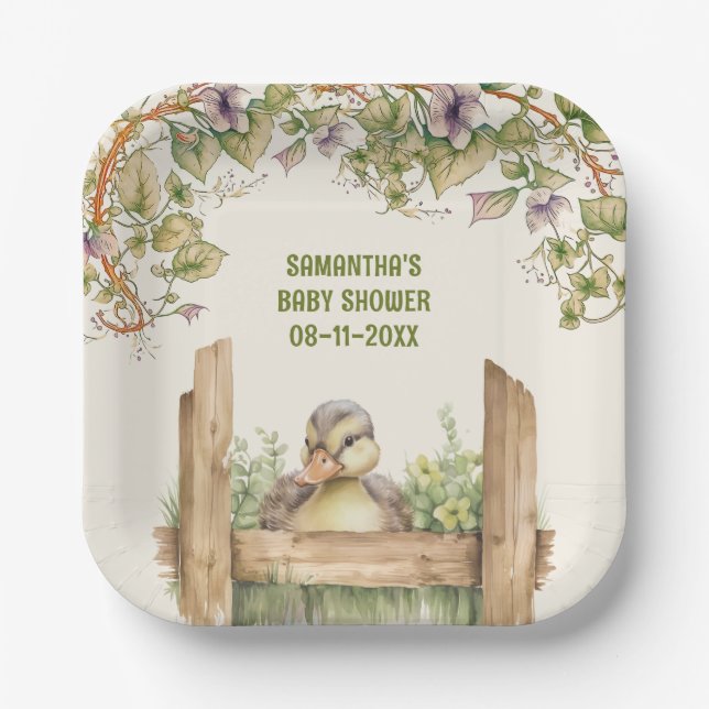 Baby Duck baby shower Paper Plate (Front)