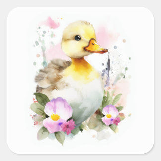Baby Duck, Duckling Square Sticker